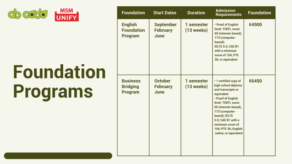 foundation programs table